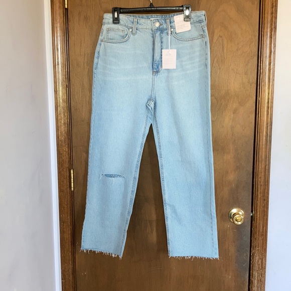 Relist7/6❌ LC Lauren Conrad super high rise Crop raw hem distressed w Slit hole - Picture 3 of 17